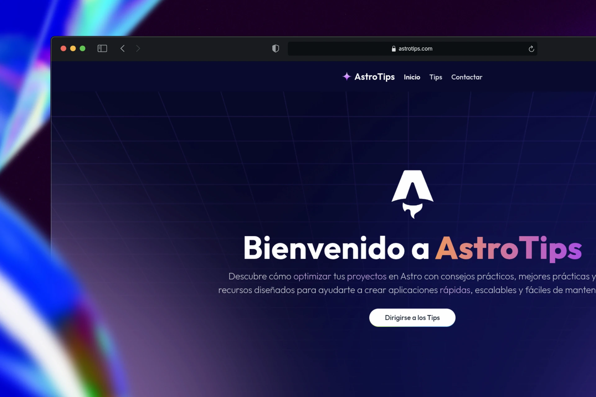 Mockup, Captura de Pantalla del Proyecto Astrotips
