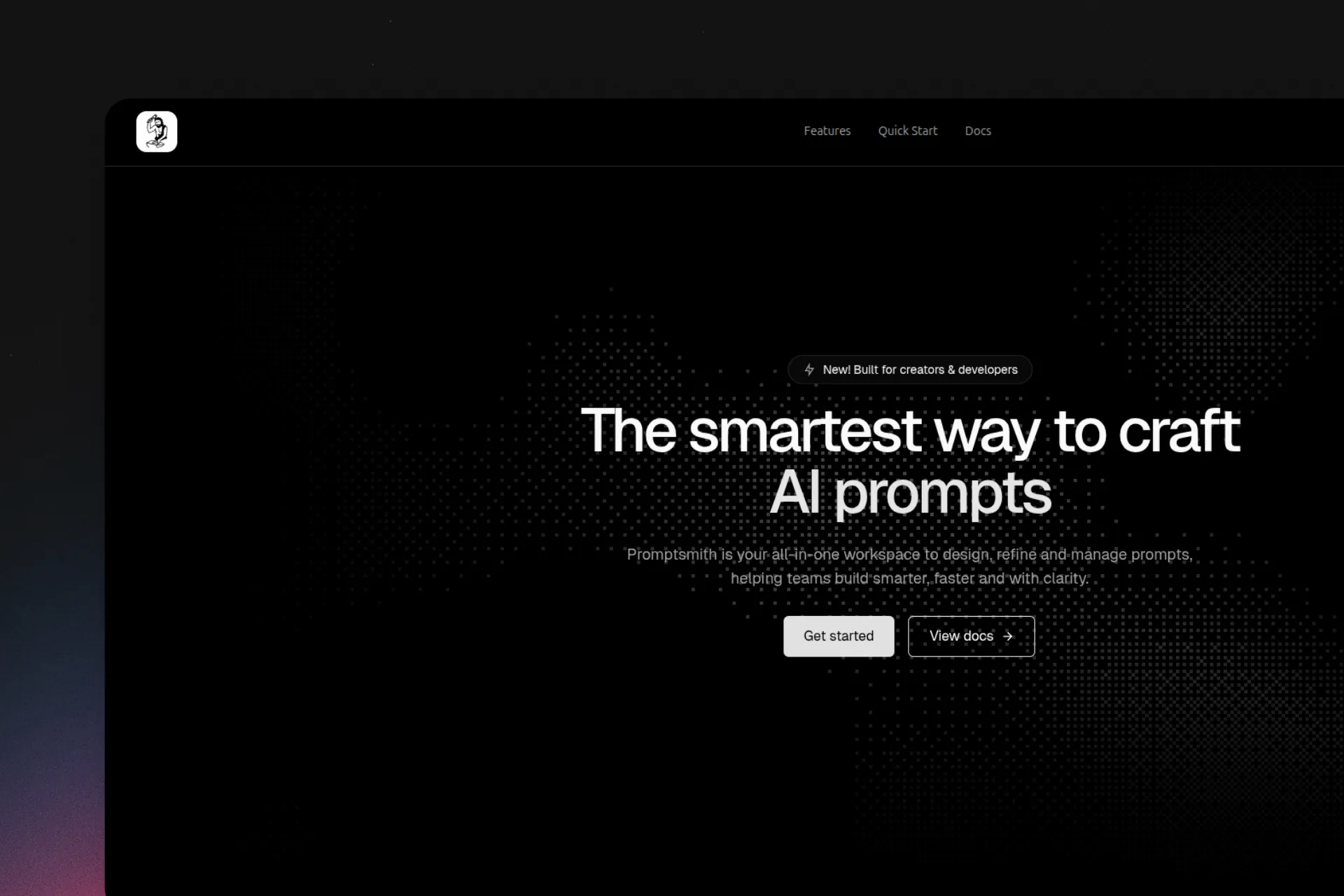 Mockup, Captura de Pantalla del Proyecto Promptsmith | Landing Page